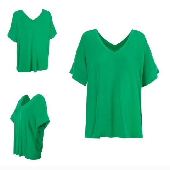 Cabi V Neck Jersey Knit Oversized Field Tee In Kelly Green Style 5927 Size XXS - Picture 3 of 5